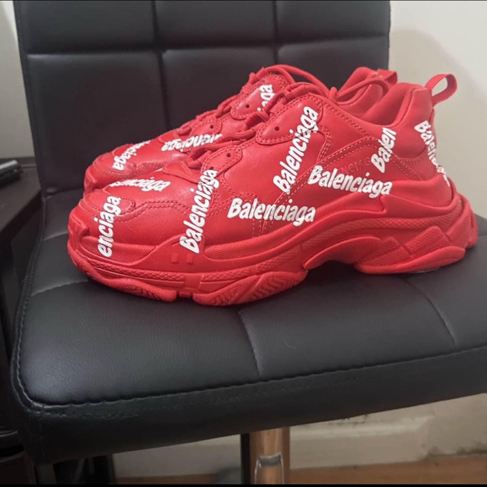 Balenciaga Kids Red Sneakers